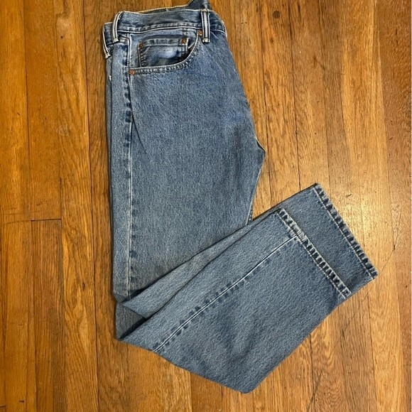 Levi’s 505 Regular Fit Western Med Wash Bootcut Denim Mens Jeans Size 34/30 - Picture 7 of 8